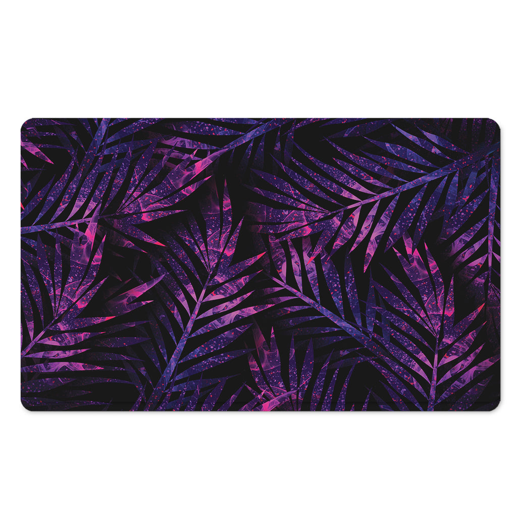 Purple Tropical Leaves Print Polyester Doormat