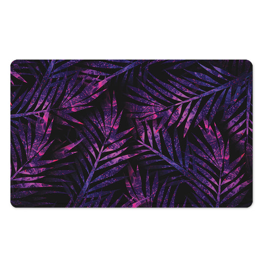 Purple Tropical Leaves Print Polyester Doormat
