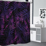 Purple Tropical Leaves Print Premium Shower Curtain