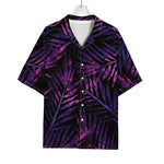 Purple Tropical Leaves Print Rayon Hawaiian Shirt