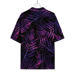 Purple Tropical Leaves Print Rayon Hawaiian Shirt