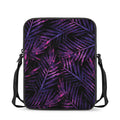 Purple Tropical Leaves Print Rectangular Crossbody Bag