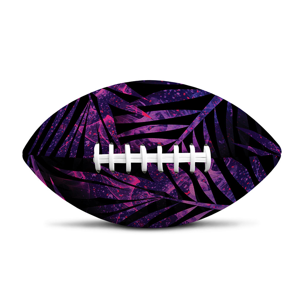 Purple Tropical Leaves Print Rugby Ball