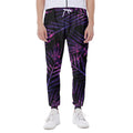 Purple Tropical Leaves Print Joggers