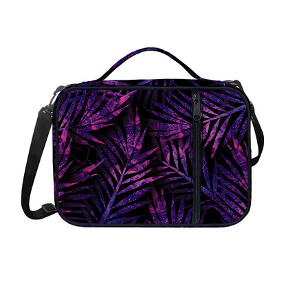Purple Tropical Leaves Print Shoulder Strap Bible Bag