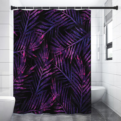 Purple Tropical Leaves Print Shower Curtain