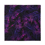 Purple Tropical Leaves Print Silk Bandana