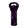 Purple Tropical Leaves Print Single Neoprene Wine Tote