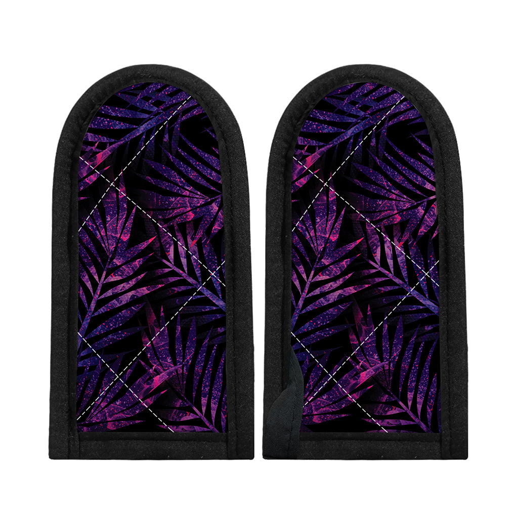 Purple Tropical Leaves Print Skillet Handle Cover
