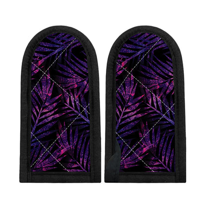 Purple Tropical Leaves Print Skillet Handle Cover