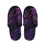 Purple Tropical Leaves Print Slippers