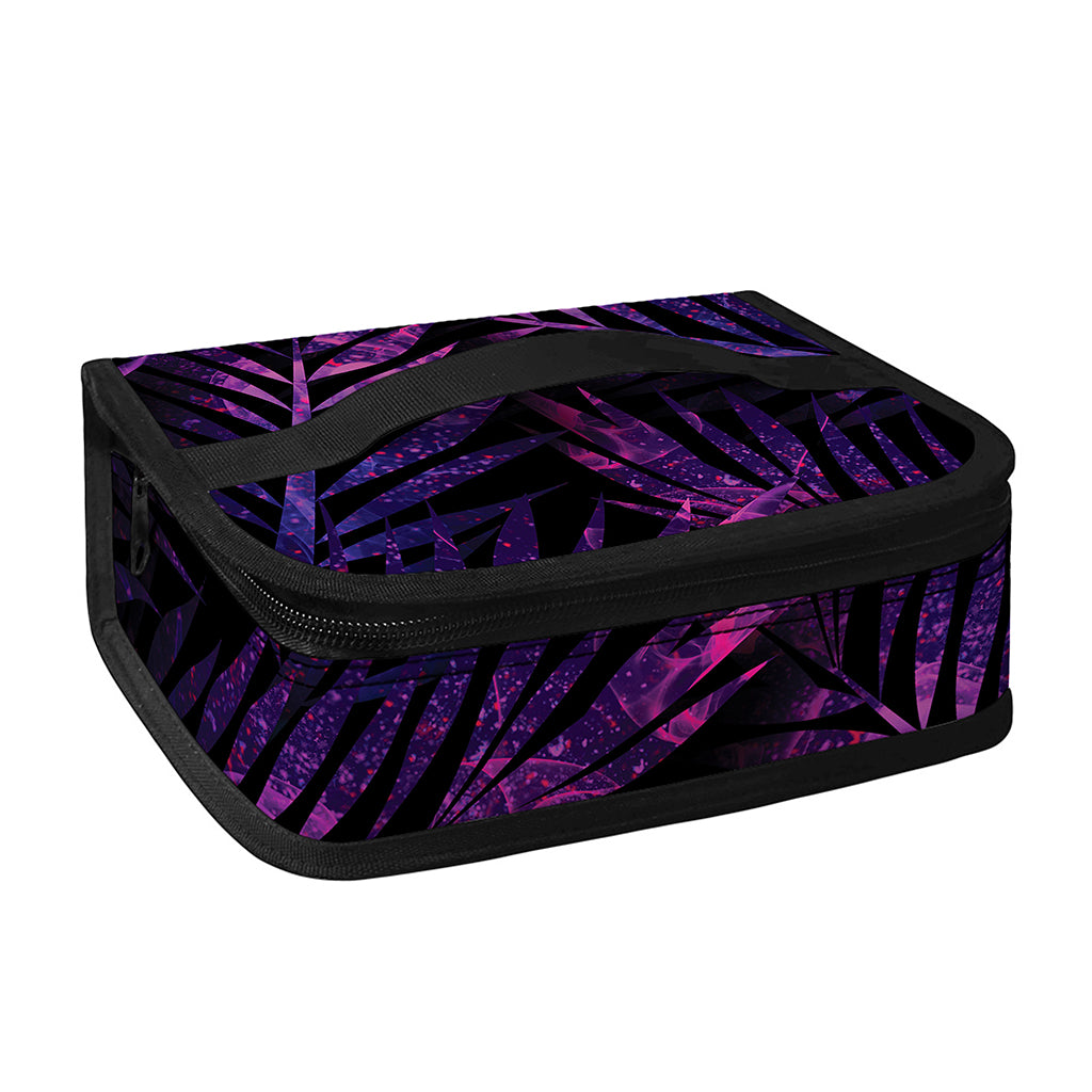 Purple Tropical Leaves Print Small Lunch Bag