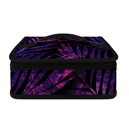 Purple Tropical Leaves Print Small Lunch Bag