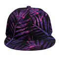 Purple Tropical Leaves Print Snapback Cap