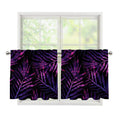 Purple Tropical Leaves Print Tier Curtains
