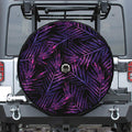 Purple Tropical Leaves Print Tire Cover With Camera Hole
