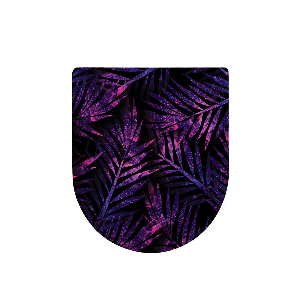 Purple Tropical Leaves Print Toilet Lid Cover