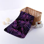 Purple Tropical Leaves Print Towel
