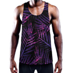 Purple Tropical Leaves Print Training Tank Top