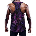 Purple Tropical Leaves Print Training Tank Top