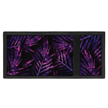 Purple Tropical Leaves Print Trifold Wallet
