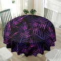 Purple Tropical Leaves Print Waterproof Round Tablecloth