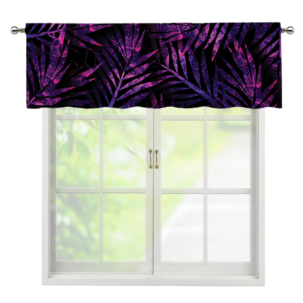 Purple Tropical Leaves Print Window Valance