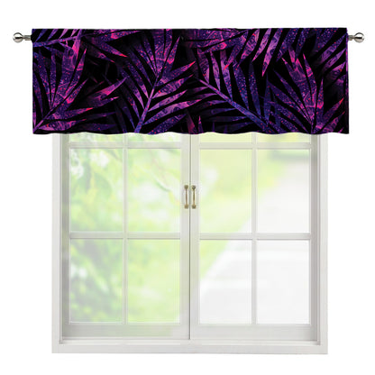 Purple Tropical Leaves Print Window Valance