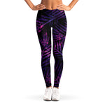Purple Tropical Leaves Print Women's Leggings