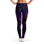 Purple Tropical Leaves Print Women's Leggings