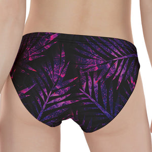 Purple Tropical Leaves Print Women's Panties