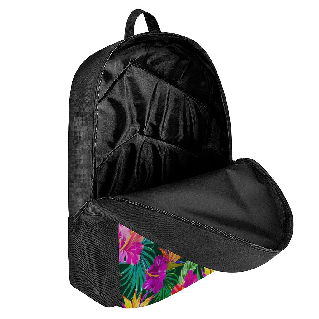 Purple Tropical Pattern Print 17 Inch Backpack