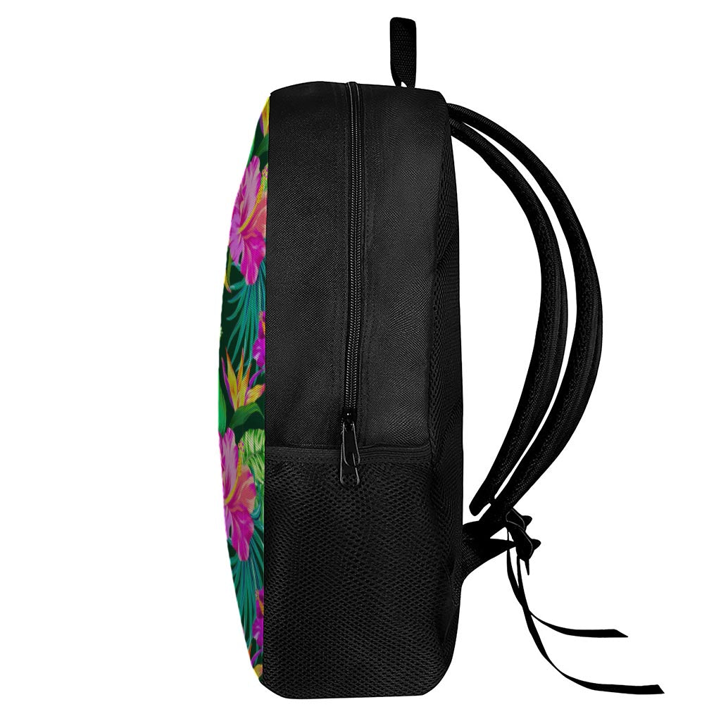 Purple Tropical Pattern Print 17 Inch Backpack
