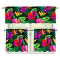 Purple Tropical Pattern Print 3 Piece Kitchen Curtains