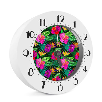 Purple Tropical Pattern Print Alarm Clock