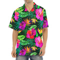 Purple Tropical Pattern Print Aloha Shirt