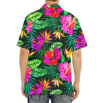 Purple Tropical Pattern Print Aloha Shirt