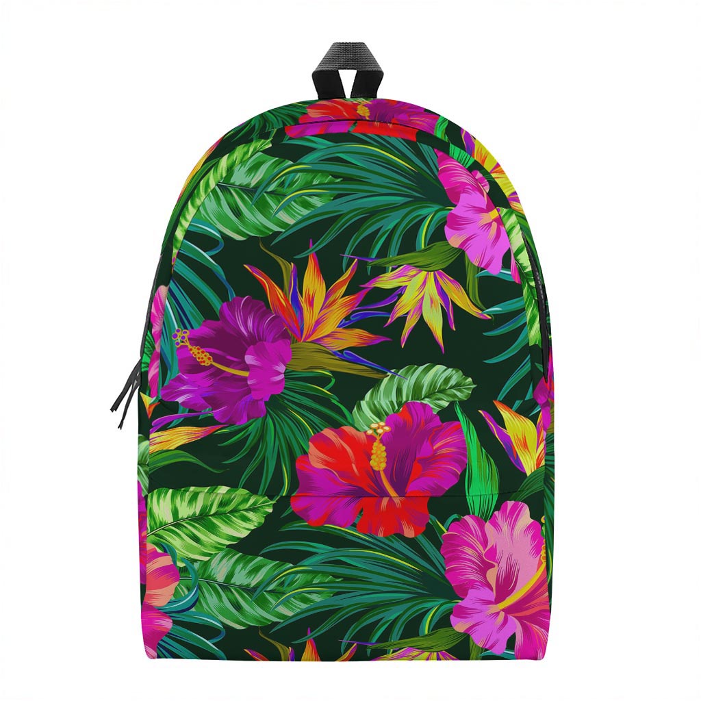 Purple Tropical Pattern Print Backpack