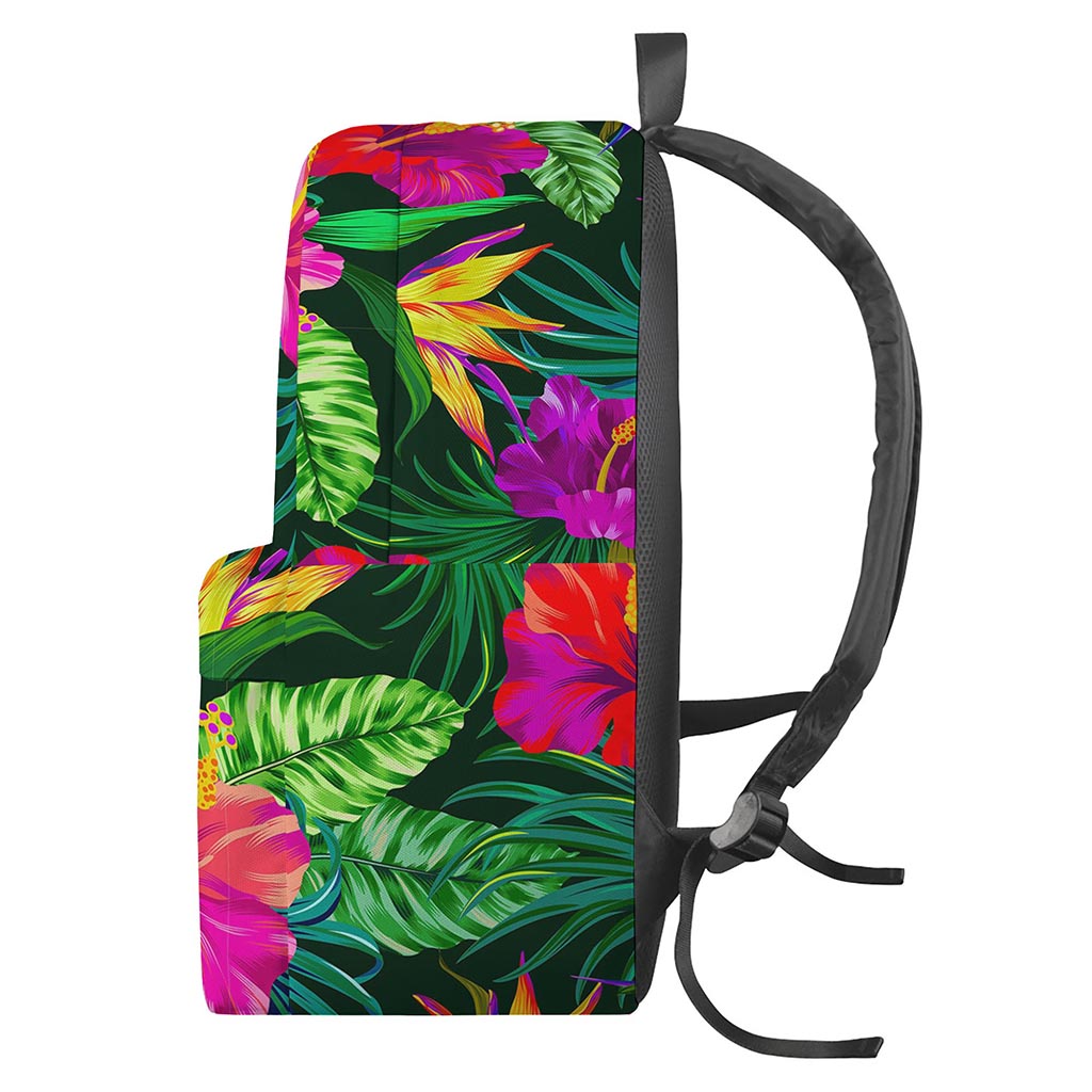 Purple Tropical Pattern Print Backpack