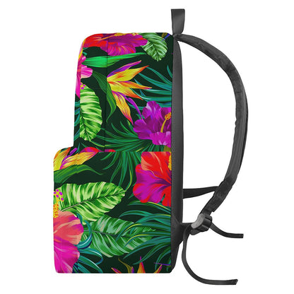 Purple Tropical Pattern Print Backpack