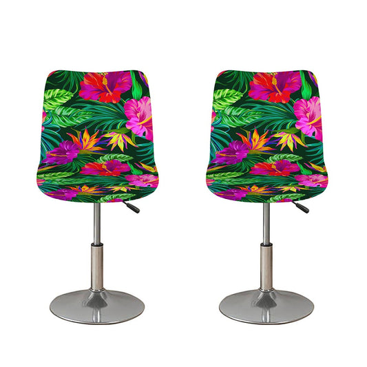 Purple Tropical Pattern Print Bar Stool Covers