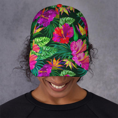 Purple Tropical Pattern Print Baseball Cap