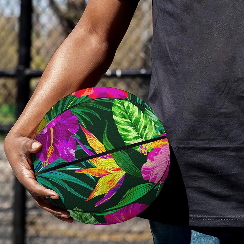 Purple Tropical Pattern Print Basketball