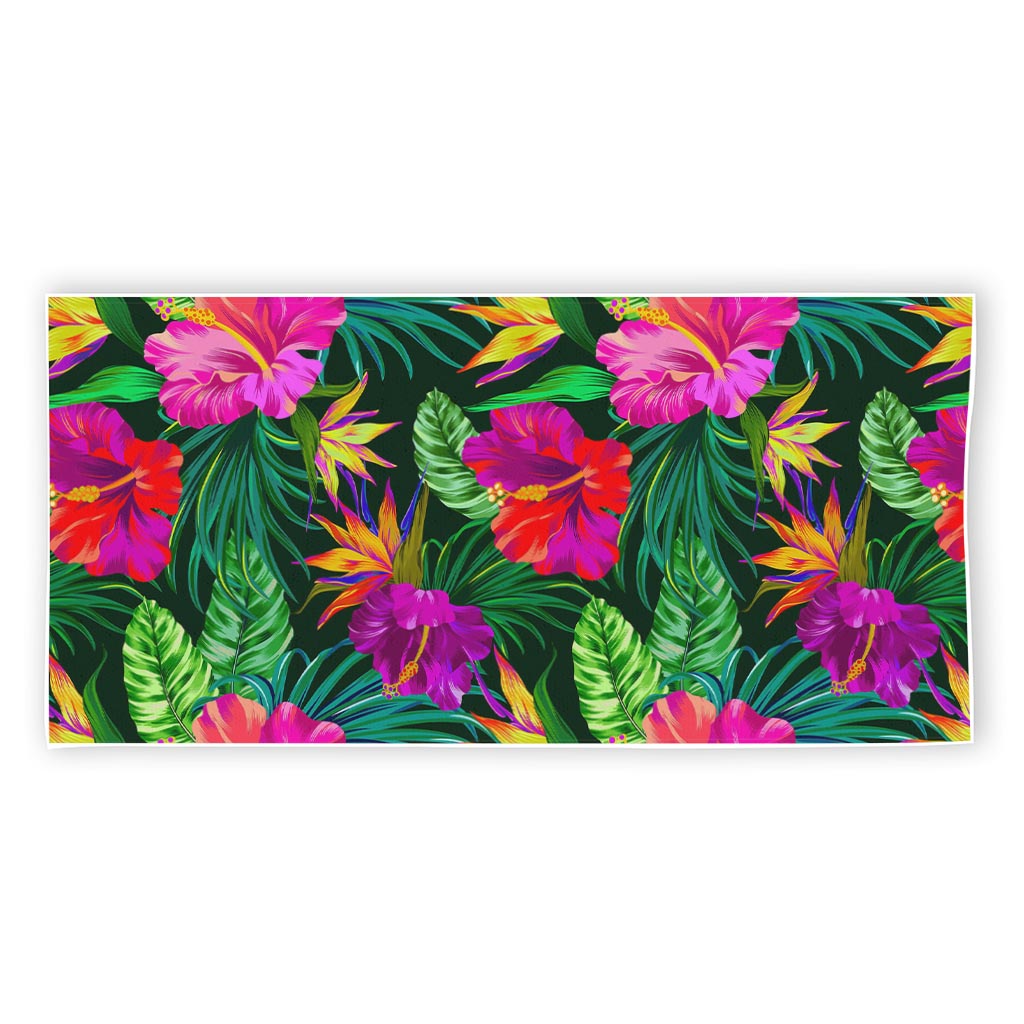 Purple Tropical Pattern Print Beach Towel