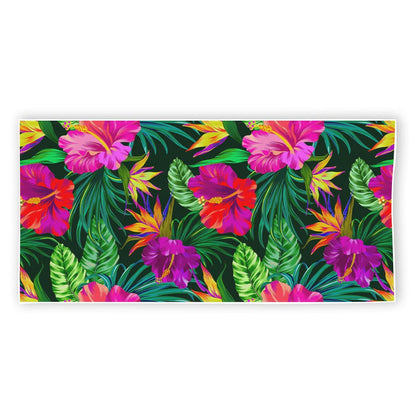 Purple Tropical Pattern Print Beach Towel