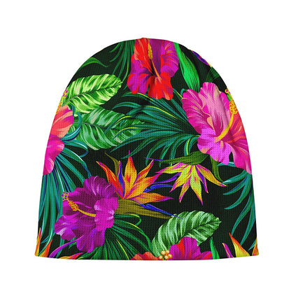 Purple Tropical Pattern Print Beanie