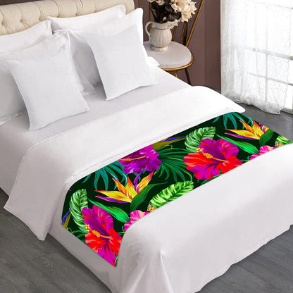 Purple Tropical Pattern Print Bed Runner