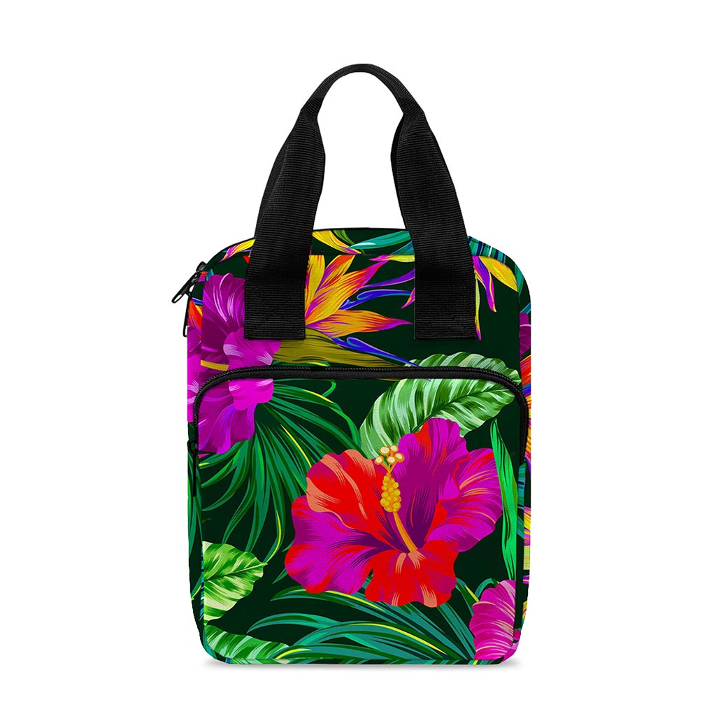 Purple Tropical Pattern Print Bible Tote Bag