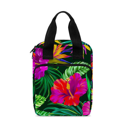 Purple Tropical Pattern Print Bible Tote Bag