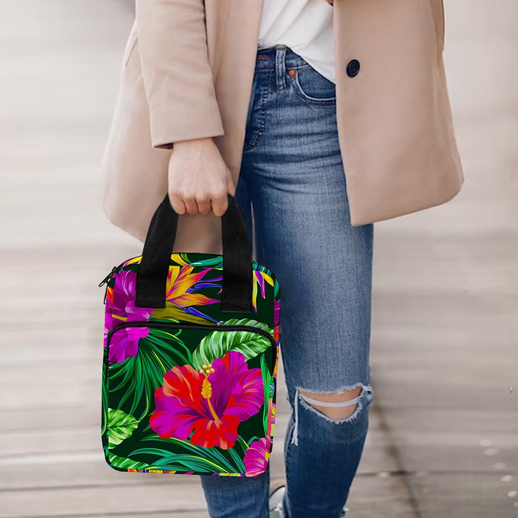 Purple Tropical Pattern Print Bible Tote Bag